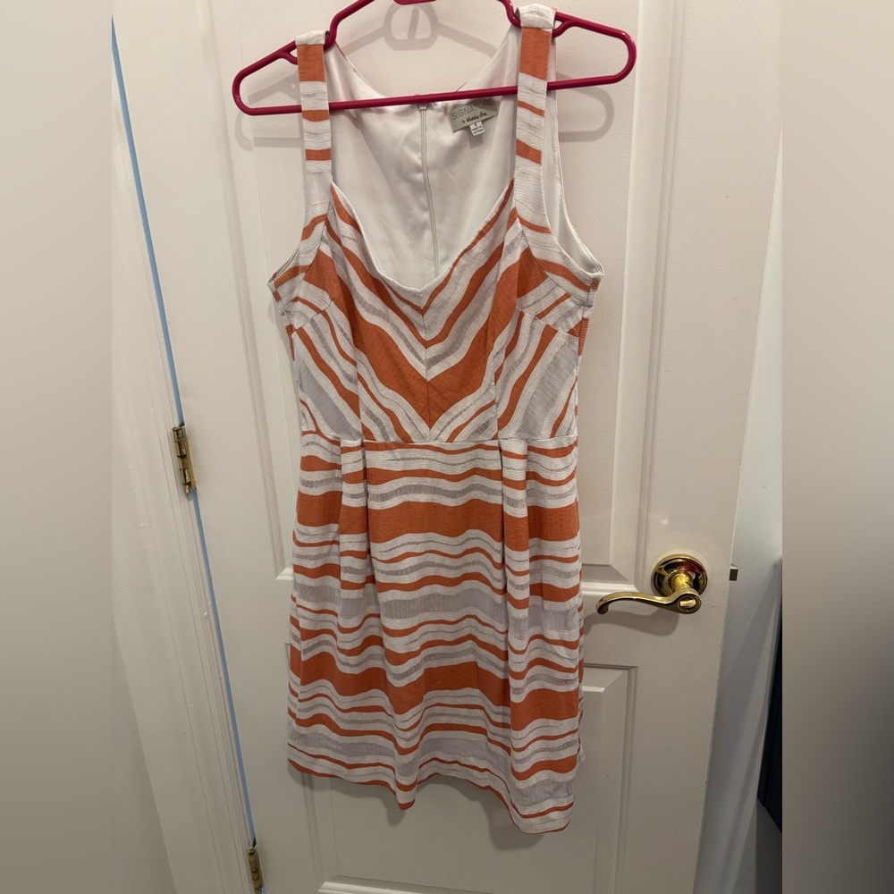Orange and White Chevron Mini Dress